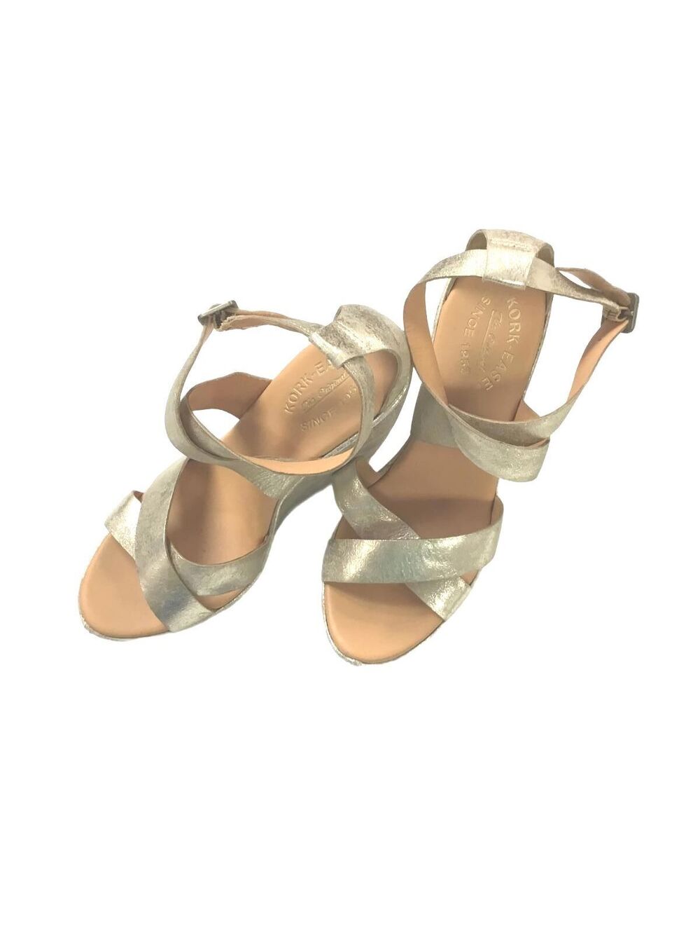 Kork-Ease Women's Metallic Gold Wedge Sandals SIZE 9